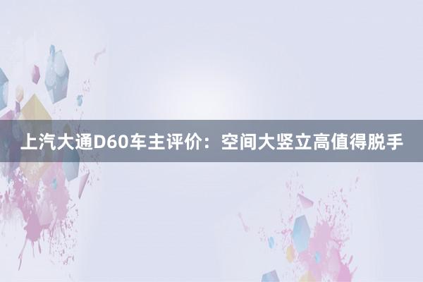 上汽大通D60车主评价：空间大竖立高值得脱手